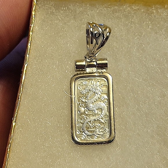 🐉 Dragon Pendant 1g .999 Fine Silver W/ Bezel (925) Brand New Jewelry Charm